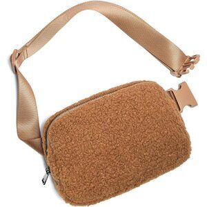 ✨ Gitus Crossbody Bags Women Brown Fleece Sherpa Fanny Fashion Strap Belt Bag